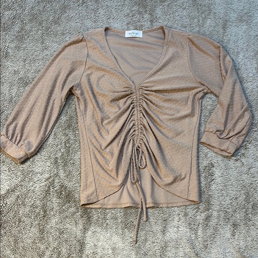 Kaileigh Tan Ruched Blouse